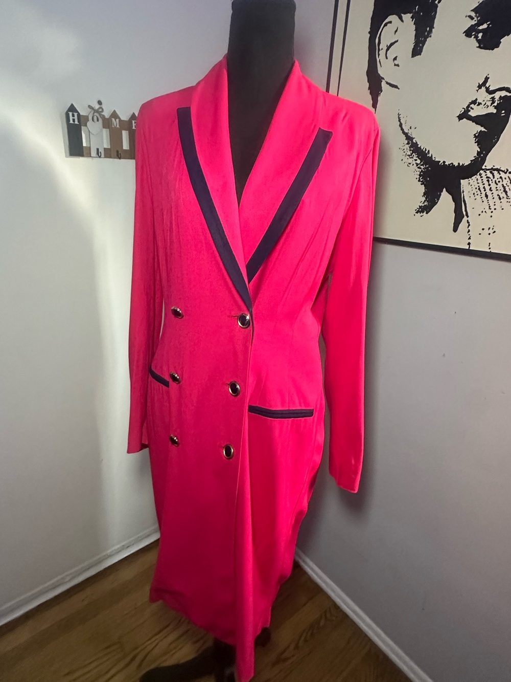 Vintage 80s Danny & Nicole Red Hot Button up  Power Midi Dress